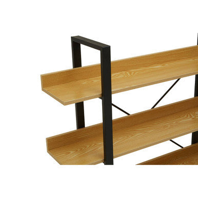 Laxton Light Oak Effect 3 Tier Large Shelf Unit with Black Finish Frame