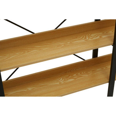 Laxton Light Oak Effect 3 Tier Large Shelf Unit with Black Finish Frame