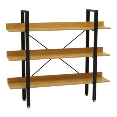 Laxton Light Oak Effect 3 Tier Large Shelf Unit with Black Finish Frame