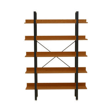 Laxton Wood Effect 5 Tier Large Shelf Unit with Black Finish Frame