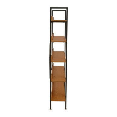Laxton Wood Effect 5 Tier Large Shelf Unit with Black Finish Frame