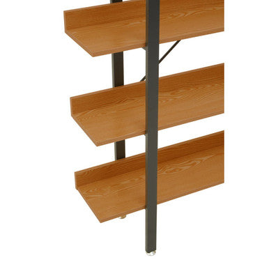 Laxton Wood Effect 5 Tier Large Shelf Unit with Black Finish Frame