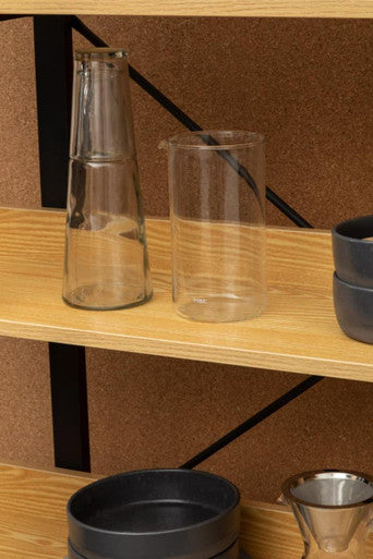 Laxton Light Oak Effect 5 Tier Large Shelf Unit with Black Finish Frame