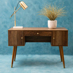 Wood Veneer Desk with Storage | Frida