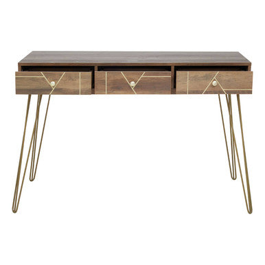 Flori Wood Effect 3 Drawer Desk