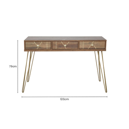 Flori Wood Effect 3 Drawer Desk