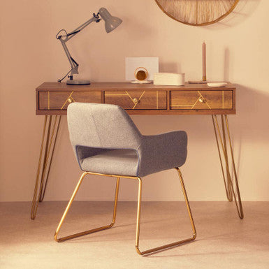 Flori Wood Effect 3 Drawer Desk