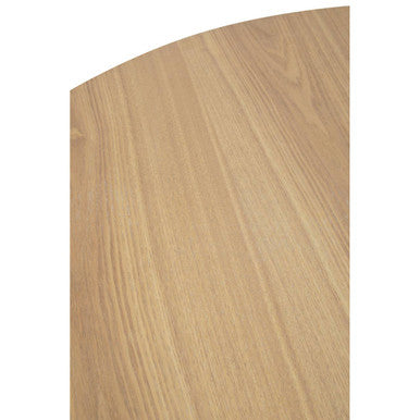 Salford Natural Wood Veneer Top Round Dining Table With Black Metal Legs
