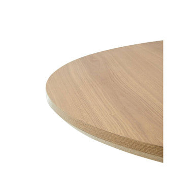 Salford Natural Wood Veneer Top Round Dining Table With Black Metal Legs