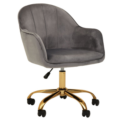 Grey Velvet and Gold Base Home Office Chair | Brent