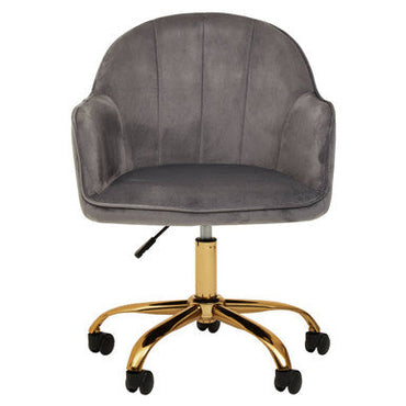 Grey Velvet and Gold Base Home Office Chair | Brent