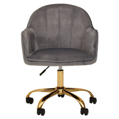 Grey Velvet and Gold Base Home Office Chair | Brent