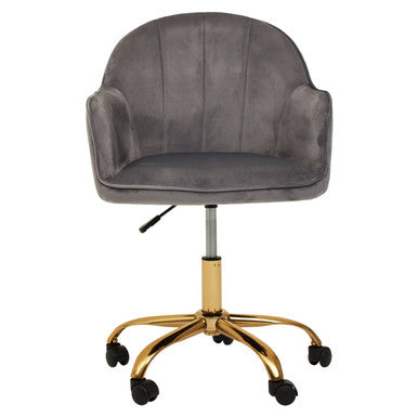 Grey Velvet and Gold Base Home Office Chair | Brent
