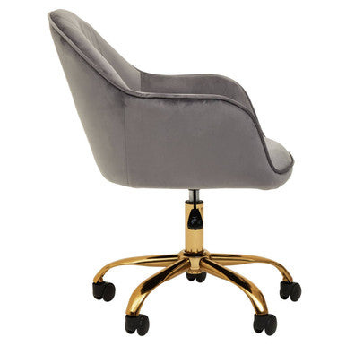 Grey Velvet and Gold Base Home Office Chair | Brent