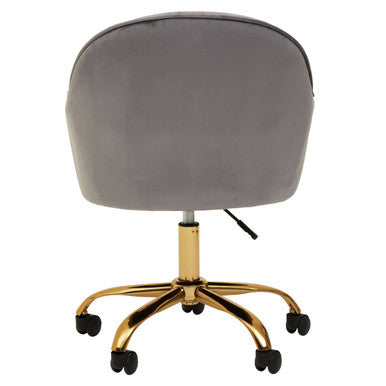 Grey Velvet and Gold Base Home Office Chair | Brent