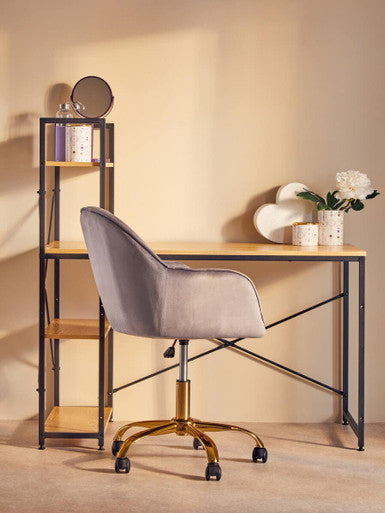 Grey Velvet and Gold Base Home Office Chair | Brent