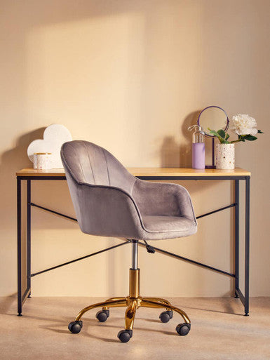 Grey Velvet and Gold Base Home Office Chair | Brent