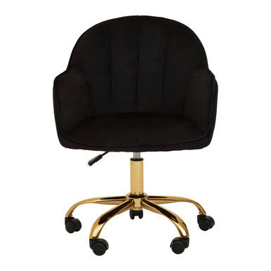 Black Velvet and Gold Base Home Office Chair | Brent