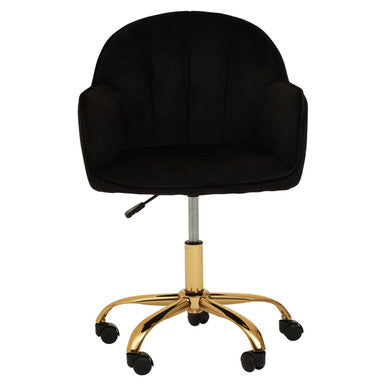 Black Velvet and Gold Base Home Office Chair | Brent