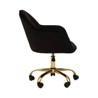 Black Velvet and Gold Base Home Office Chair | Brent