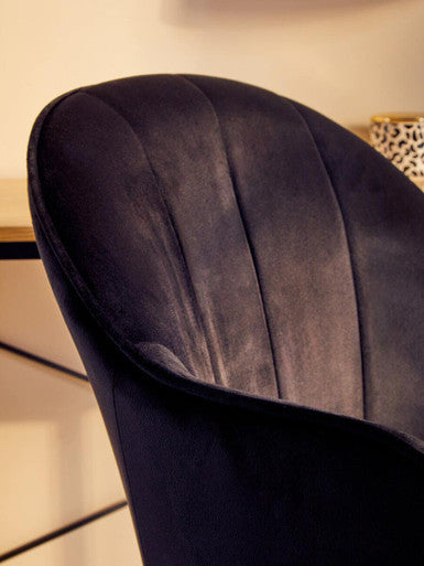 Black Velvet and Gold Base Home Office Chair | Brent