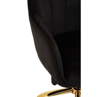Black Velvet and Gold Base Home Office Chair | Brent