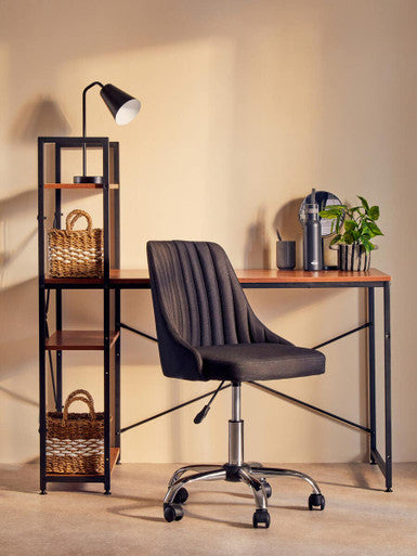 Ribbed Black and Chrome Home Office Chair | Brent