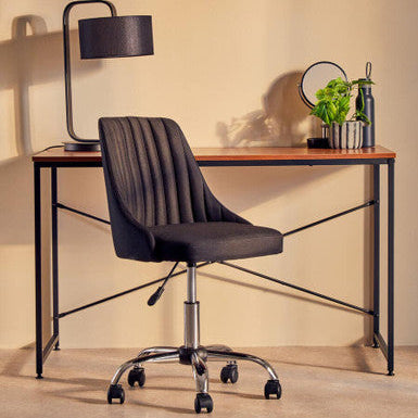 Ribbed Black and Chrome Home Office Chair | Brent