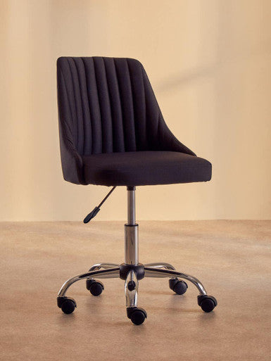 Ribbed Black and Chrome Home Office Chair | Brent
