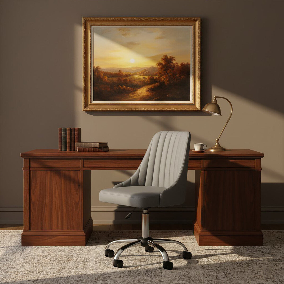 Grey Leather Effect Home Office Chair | Brent