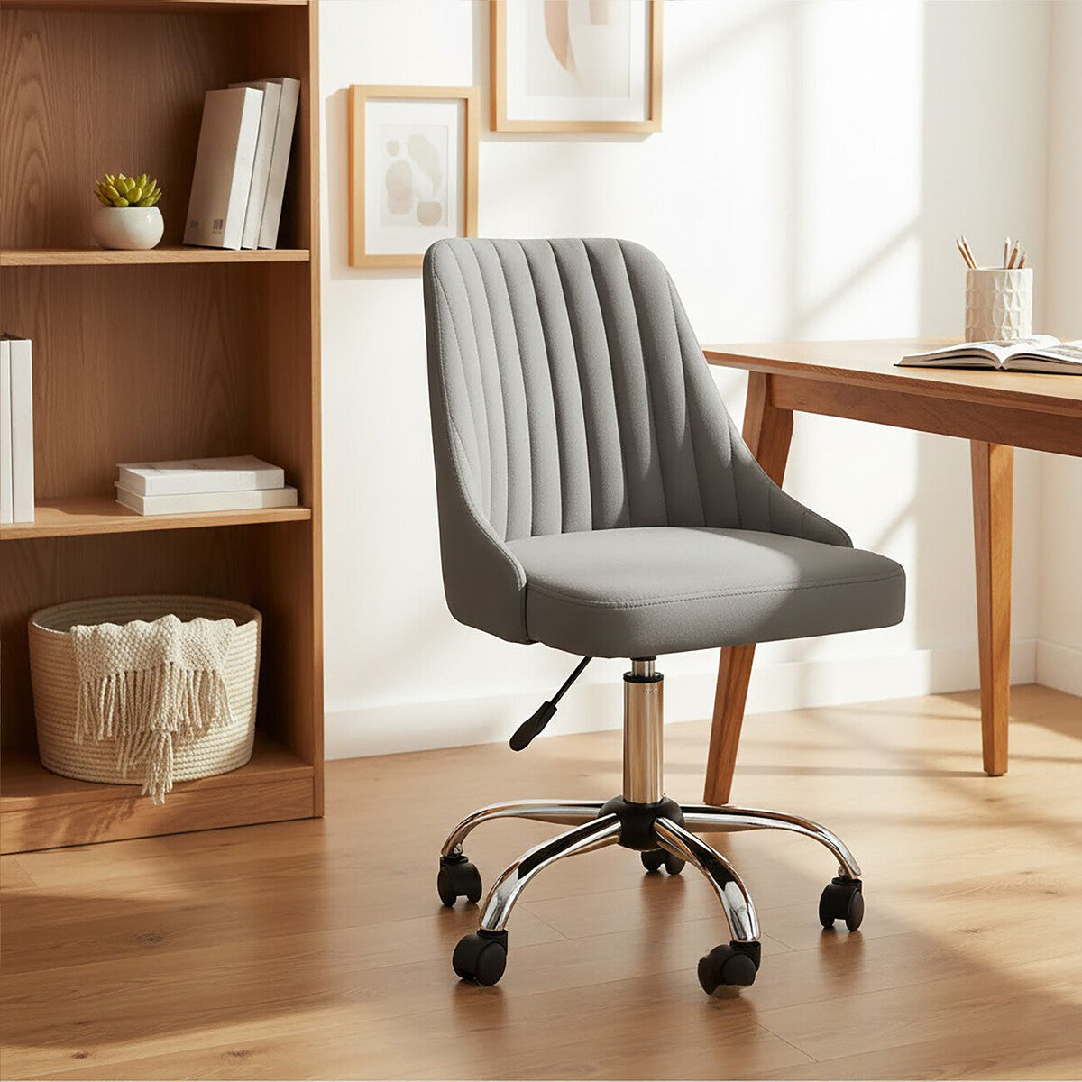 Grey Leather Effect Home Office Chair | Brent