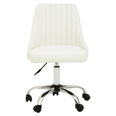 Off White Leather Effect Home Office Chair | Brent