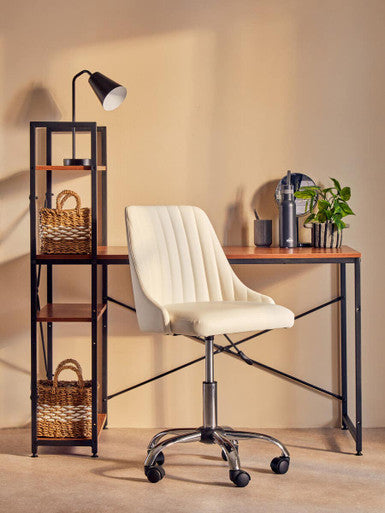 Off White Leather Effect Home Office Chair | Brent