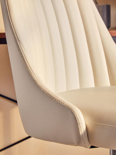 Off White Leather Effect Home Office Chair | Brent