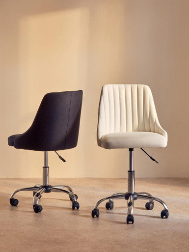 Off White Leather Effect Home Office Chair | Brent