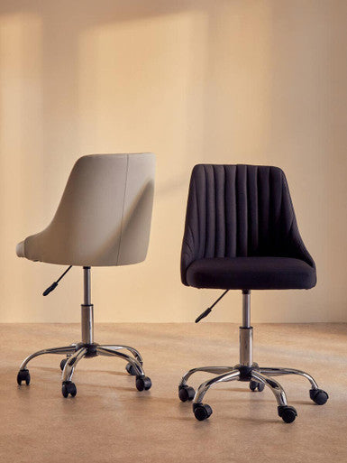 Off White Leather Effect Home Office Chair | Brent
