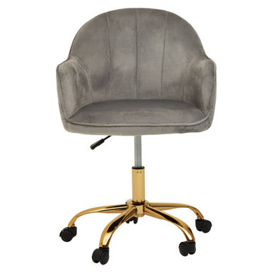 Grey Velvet and Gold Home Office Chair | Brent