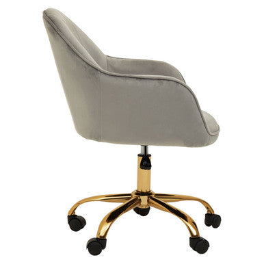Grey Velvet and Gold Home Office Chair | Brent