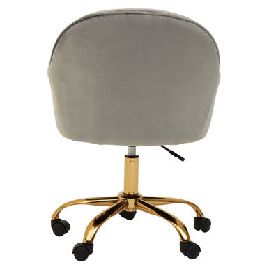 Grey Velvet and Gold Home Office Chair | Brent