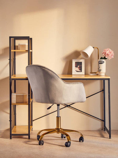Grey Velvet and Gold Home Office Chair | Brent
