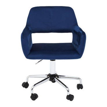 Navy Velvet and Chrome Base Home Office Chair | Brent