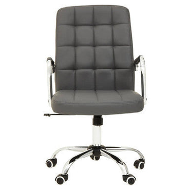 Grey Leather Effect and Chrome Home Office Chair | Brent