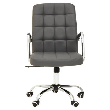Grey Leather Effect and Chrome Home Office Chair | Brent