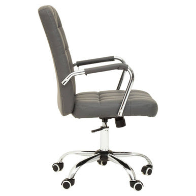 Grey Leather Effect and Chrome Home Office Chair | Brent