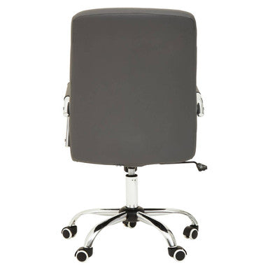 Grey Leather Effect and Chrome Home Office Chair | Brent