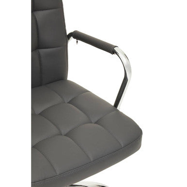 Grey Leather Effect and Chrome Home Office Chair | Brent