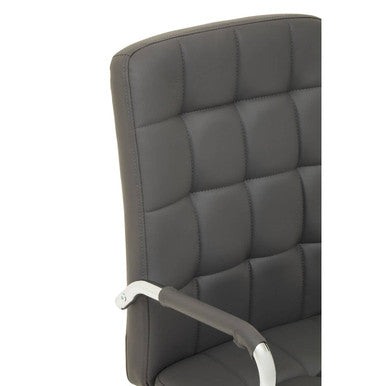 Grey Leather Effect and Chrome Home Office Chair | Brent