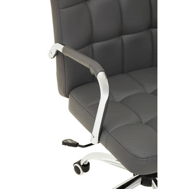 Grey Leather Effect and Chrome Home Office Chair | Brent