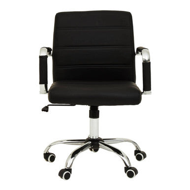 Black Leather Effect and Chrome Home Office Chair | Brent