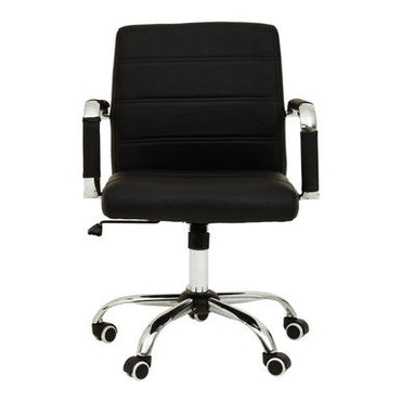 Black Leather Effect and Chrome Home Office Chair | Brent